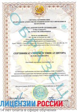 Образец сертификата соответствия аудитора №ST.RU.EXP.00014299-1 Городец Сертификат ISO 14001